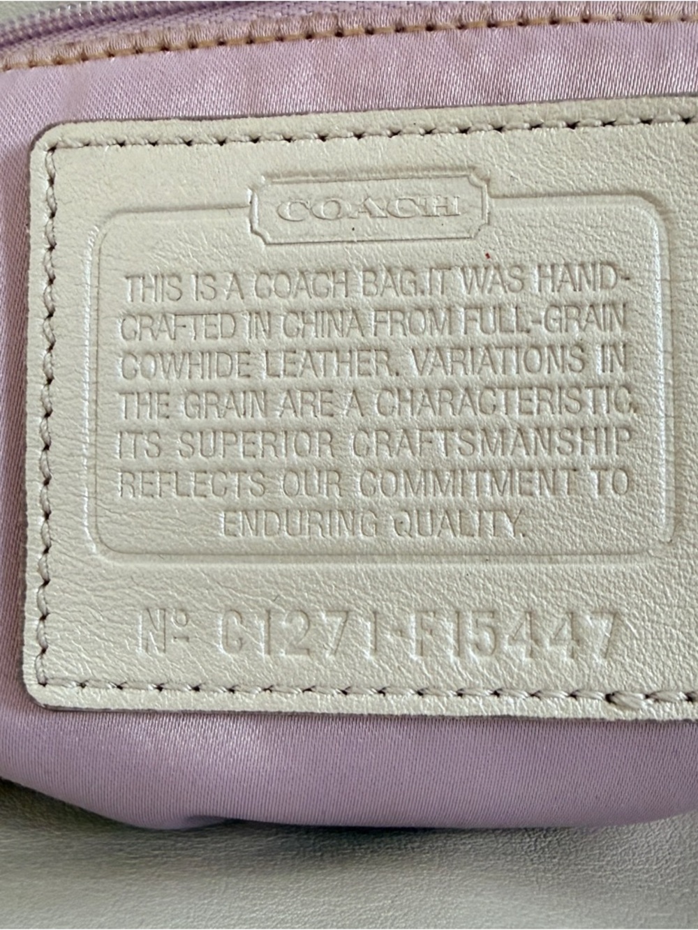 Coach F15447 Beige Leather Satchel w/ Strap Lavender Lining/silver hardware - Picture 16 of 16